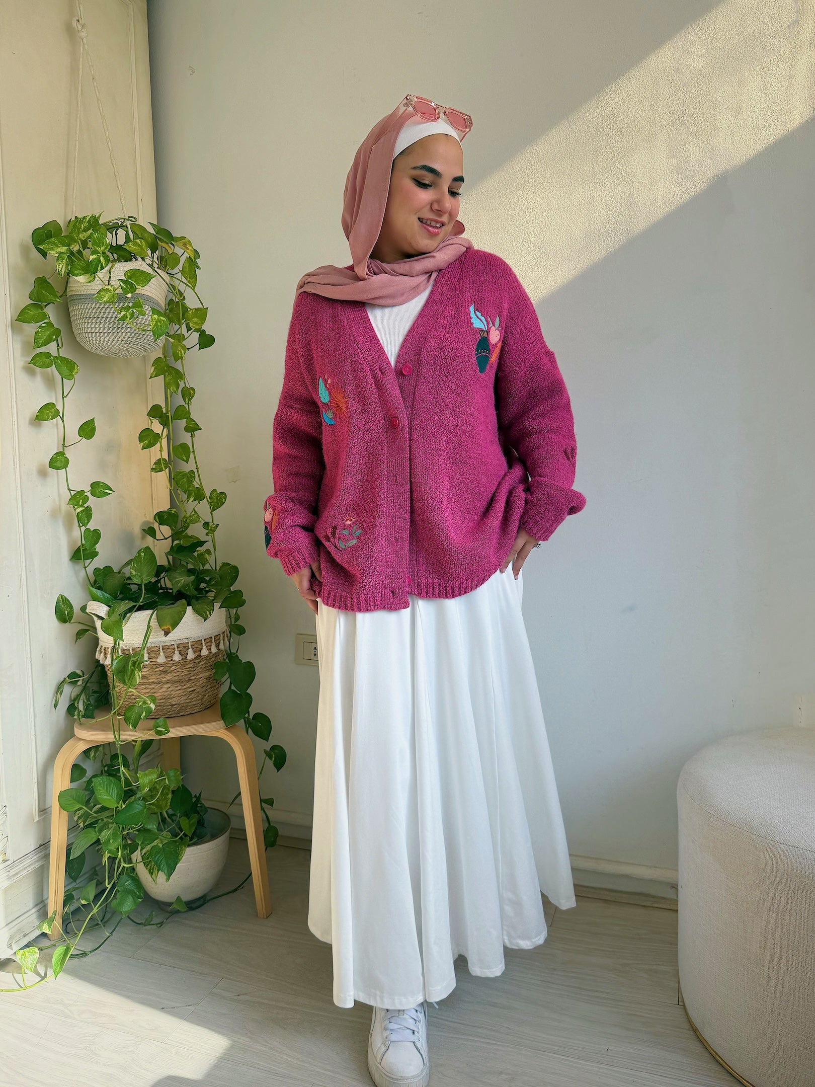 Image of Fuchsia Knit Cardigan